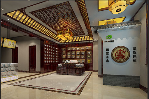 丹江口古朴典雅的中式茶叶店大堂设计效果图